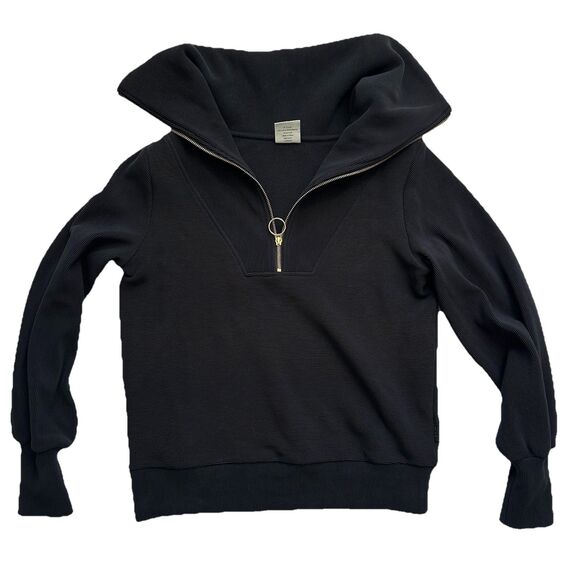 Varley Vine Half Zip Ribbed Ottoman Oversized Pullover Sweatshirt Black Size XS - Picture 3 of 9